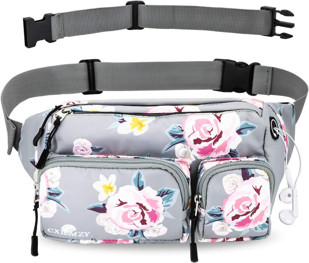 CXWMZY Fanny Packs For Women & Men, Waist Bag Hip Bum Bag Strap Extension Large Capacity Easy Carry Any Phone Passport Wallet for Outdoors Workout Traveling Casual Running Hiking Cycling Dog Walking