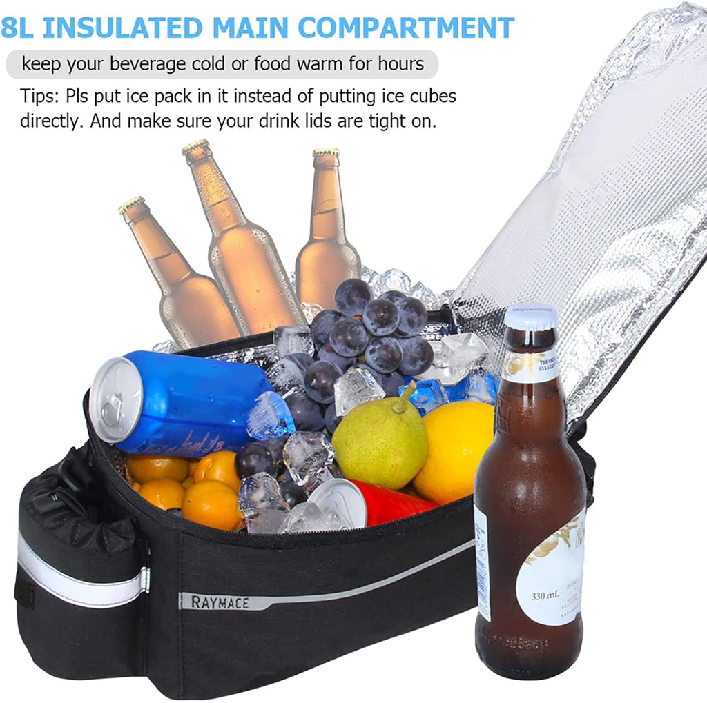 RAYMACE Bike Rear Rack Bag, Bike Trunk Cooler Bag