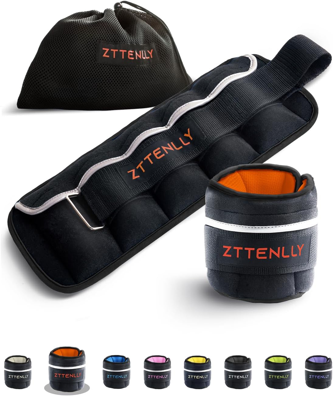 Adjustable Ankle Weights 1-5/10/15/20LBS Pair with Carry Bag - Breathable Fabrics, Reflective Trim - Strength Training Leg Wrist Arm Ankle Walking Weights Sets for Women Men Kids