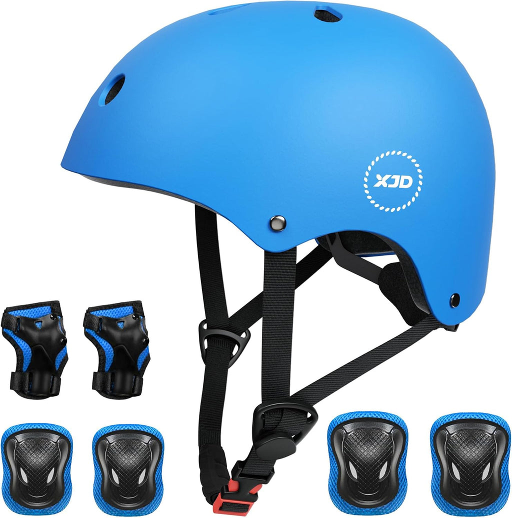 XJD Kids Bike Helmet Set for 3-5-8-14 Years, Knee Elbow Pads Wrist Guards