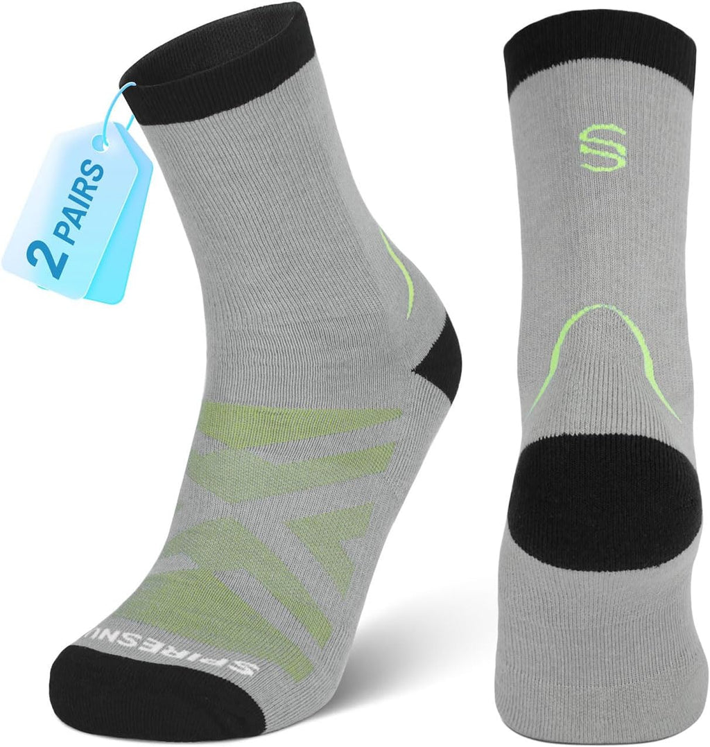 SPIRESNUG Moisture Wicking Crew Hiking Socks Women Men, 2-Pack