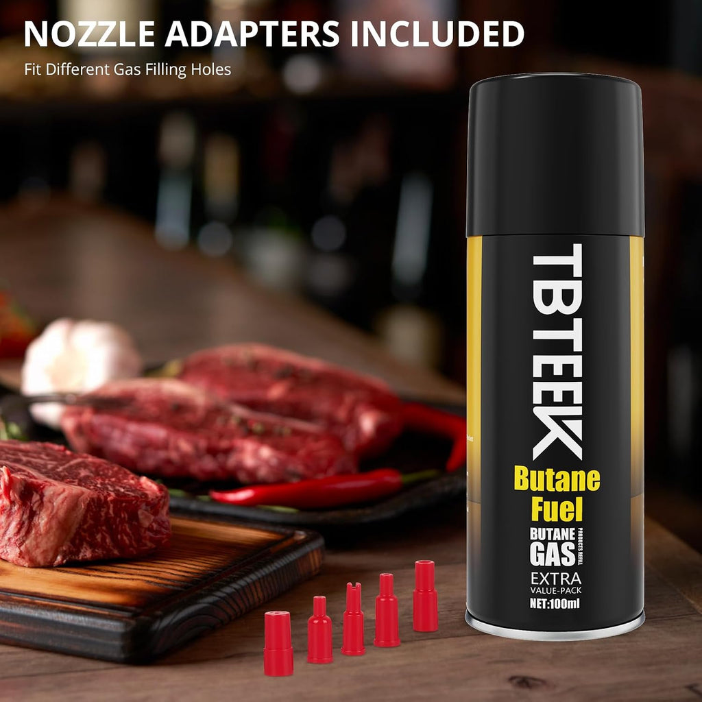 TBTeek Butane Refill, Ultra-Refined Lighter Fluid Refill, 100ml Butane Fuel Refill, Butane Canister for Torch Lighter, Butane Torch, Kitchen Blow Torch (2 Can)