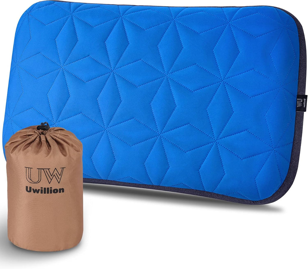 UWILLION Camping Pillow with Removable Cover Large Size 24“ x 15" - Ultralight Inflatable Pillow for Camping Lightweight, Ergonomic and Washable for Camping, Hiking, and Travel Gray