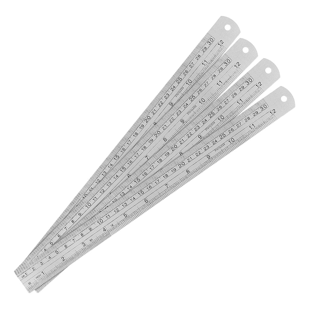 20 Pack 12 Inches Stainless Steel Ruler, Precision Metal Rulers, Straight Edge Ruler for Office, Woodworking, Engineering
