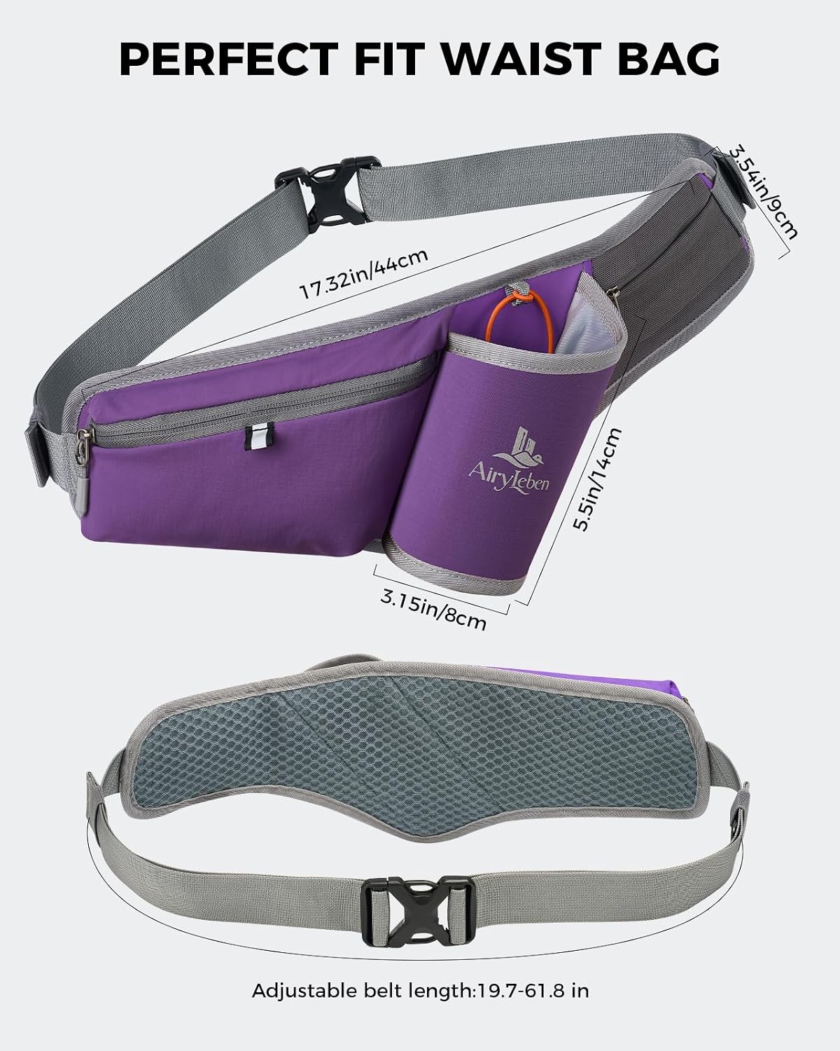 Fanny Pack with Water Bottle Holder, RFID Blocking Running Belt Bag
