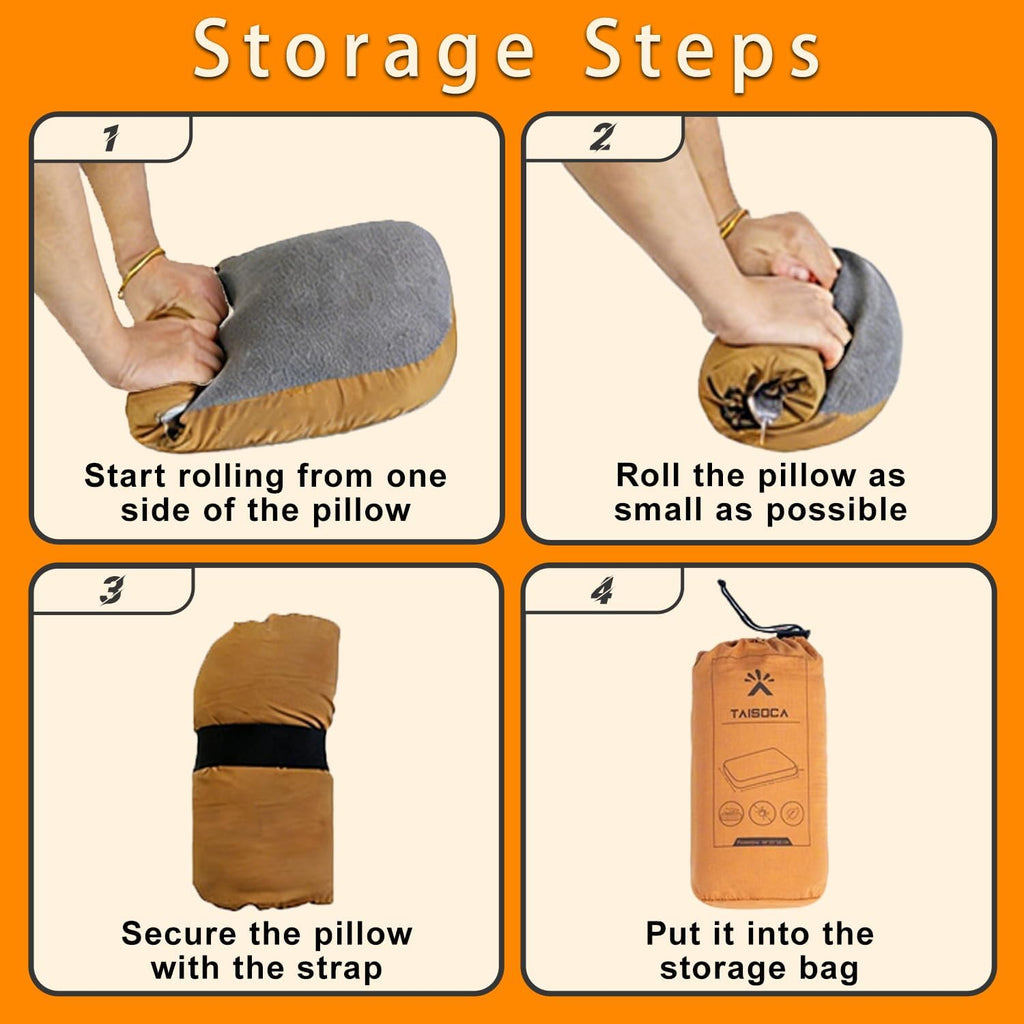 Camping Pillow Memory Foam Pillow, Portable Backpacking Pillow for Travel, Lightweight Compact Pillow with Washable Cover for Camping, Hiking, Backpacking (L)