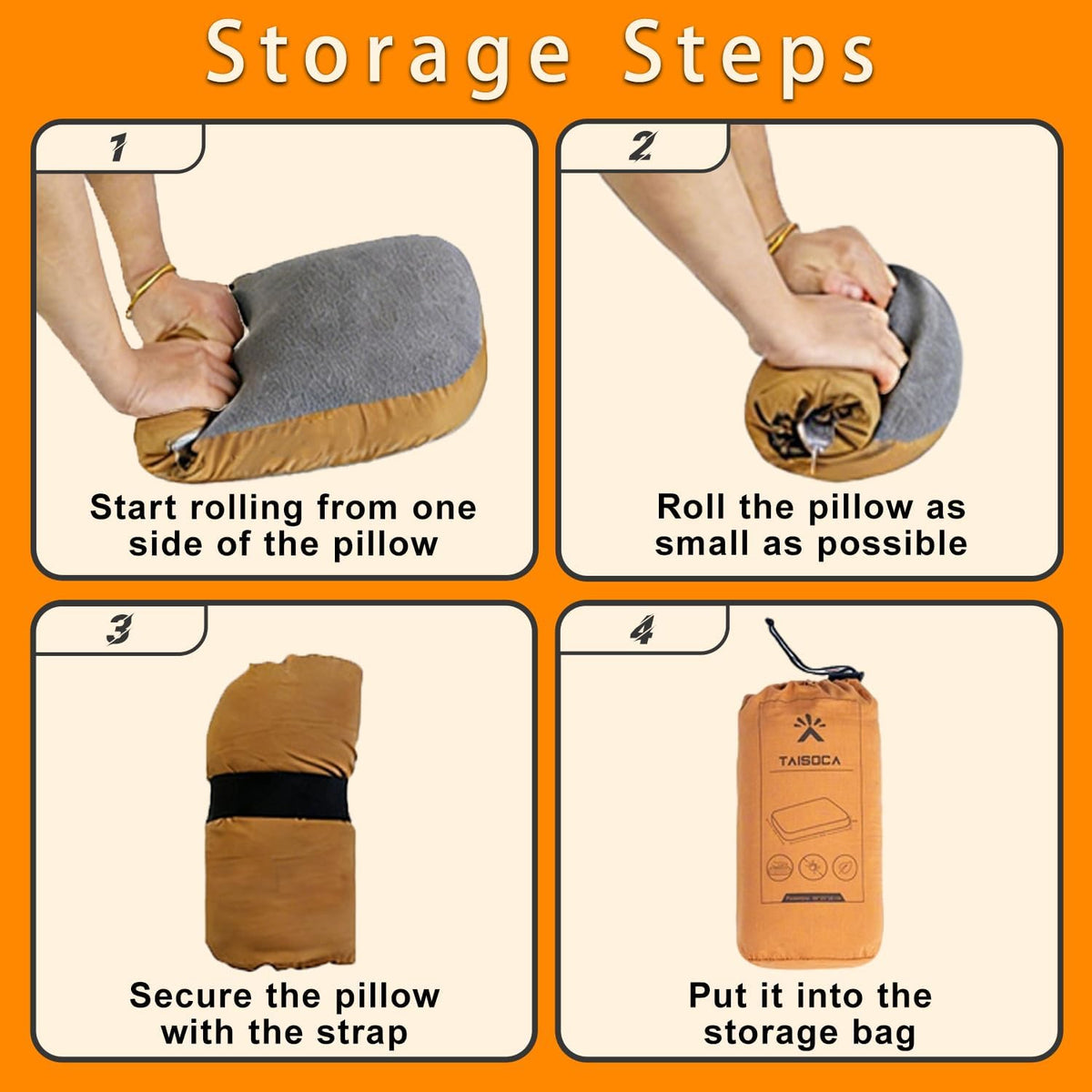 Camping Pillow Memory Foam Pillow, Portable Backpacking Pillow for Travel, Lightweight Compact Pillow with Washable Cover for Camping, Hiking, Backpacking (L)