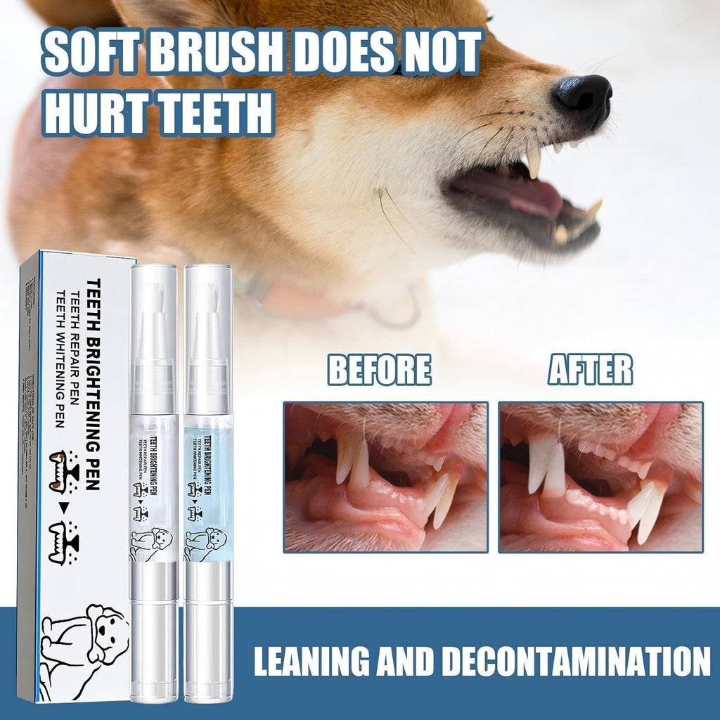 JoanofArc Pet Teeth Whitening Pen, Pet Toothbrush Pen, Pet Teeth Cleaning Pen, Used for Pet Dental Care, Strengthening Teeth, Freshening Breath, Cleaning Teeth, Dog and Cat Tartar Cleaning, Two Packs