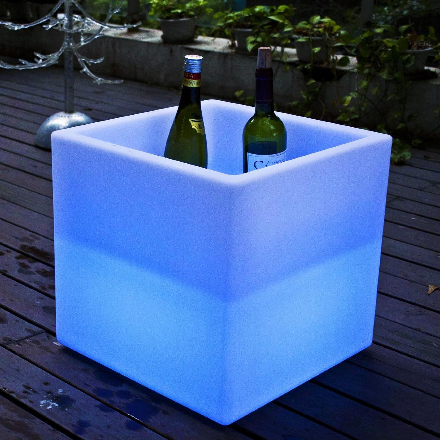 Mr.Go 16" Hollow LED Light Cube, RGB Glowing Storage Container & Ice Bucket