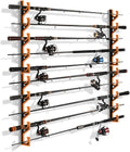 2 Pack Horizontal Fishing Rod Holders for Garage Wall & Ceiling, Anti-Scratch Soft PU Pad Rod Rack, Fishing Pole Storage Organizer Holds up to 10 Rod, Wall Mount Rod Keepers for Casting Rods