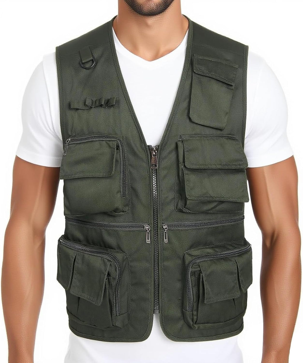 Men’s Fishing Vest Summer Outdoor Work Safari Travel Photo Vest with Multi Pockets
