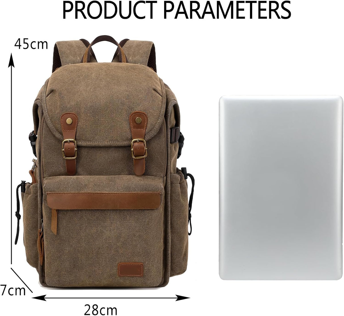 Vintage Canvas Camera Backpack (Coffee Brown) for DSLR/Mirrorless & Drone, Waterproof Photography Bag with 16" Laptop Compartment, Large Capacity Travel Camera Bag for Photographers