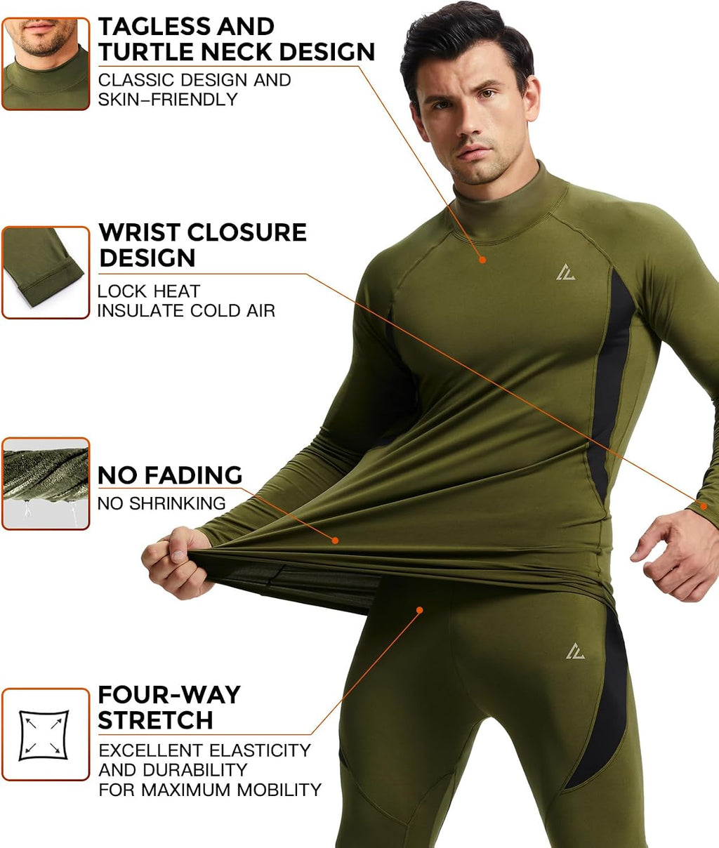 Mens Thermal Underwear Long Johns Set Cold Weather Hunting Base Layer