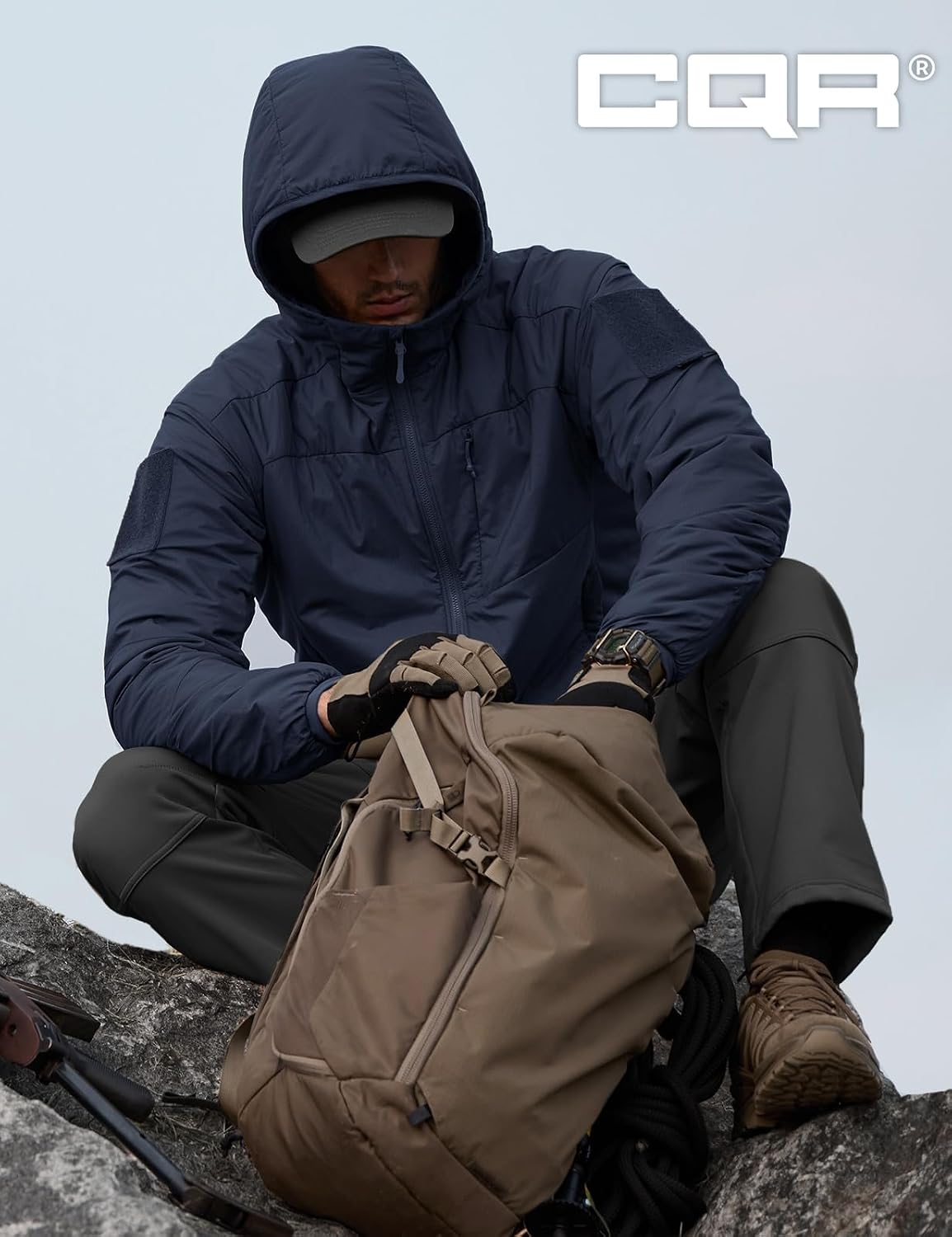 CQR Men's Lightweight Warm Insulated Jacket, Windproof Water Resistant Winter Active Coat for Hiking Work Outdoor Tactical