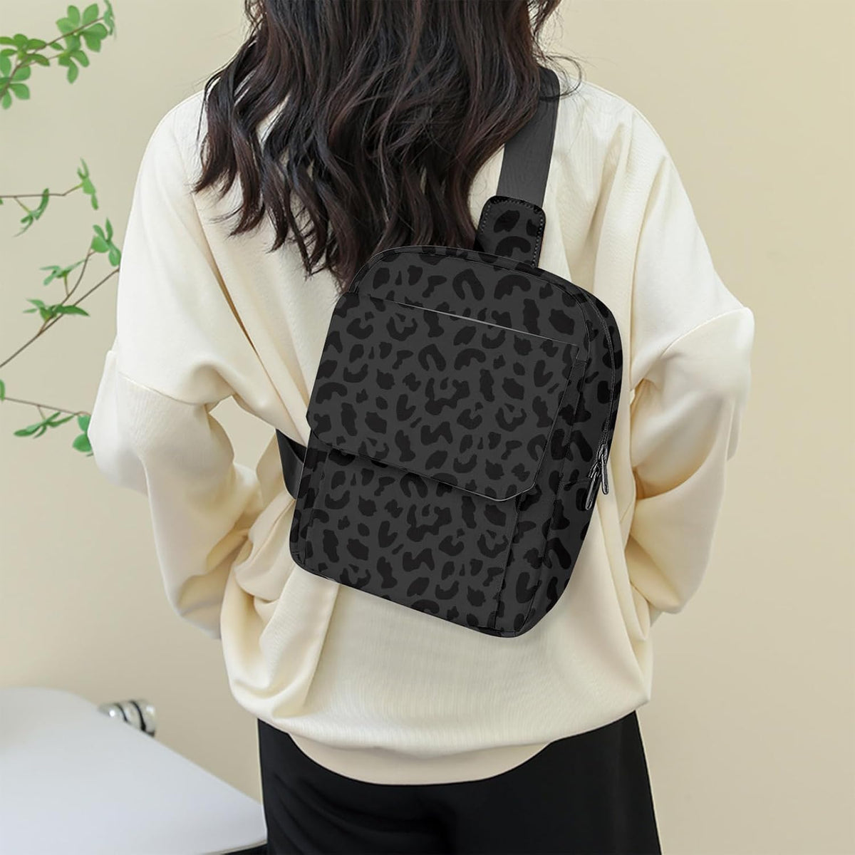 Cute Small Camera Bag with Photographer Camera Sling Bag Waterproof Dslr Camera Case Compatible with Nikon Sony Lightweigth for Women or Men（Black Leopard Cheetah）