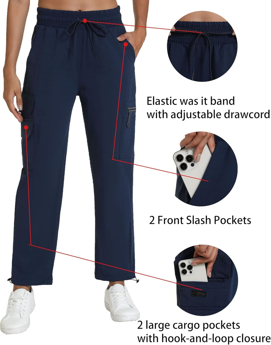 Rrosseyz Women's Hiking Pants with Pockets Lightweight Water Resistant