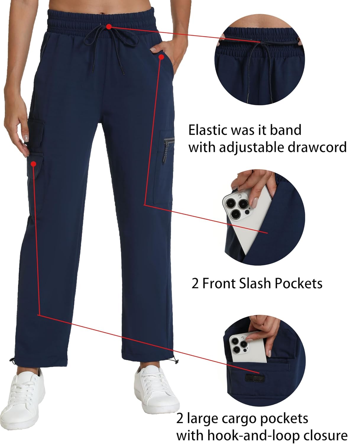 Rrosseyz Women's Hiking Pants with Pockets Lightweight Water Resistant