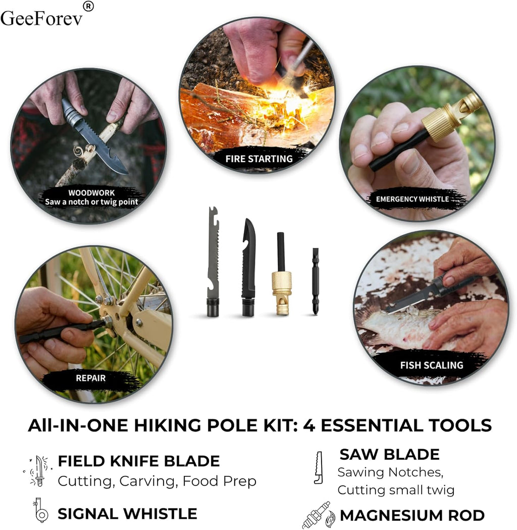 Multi-Functional Ultralight Trekking Pole, Tactical Walking Stick, Collapsible Trekking Hiking Pole (fits 4'7" - 6'3")