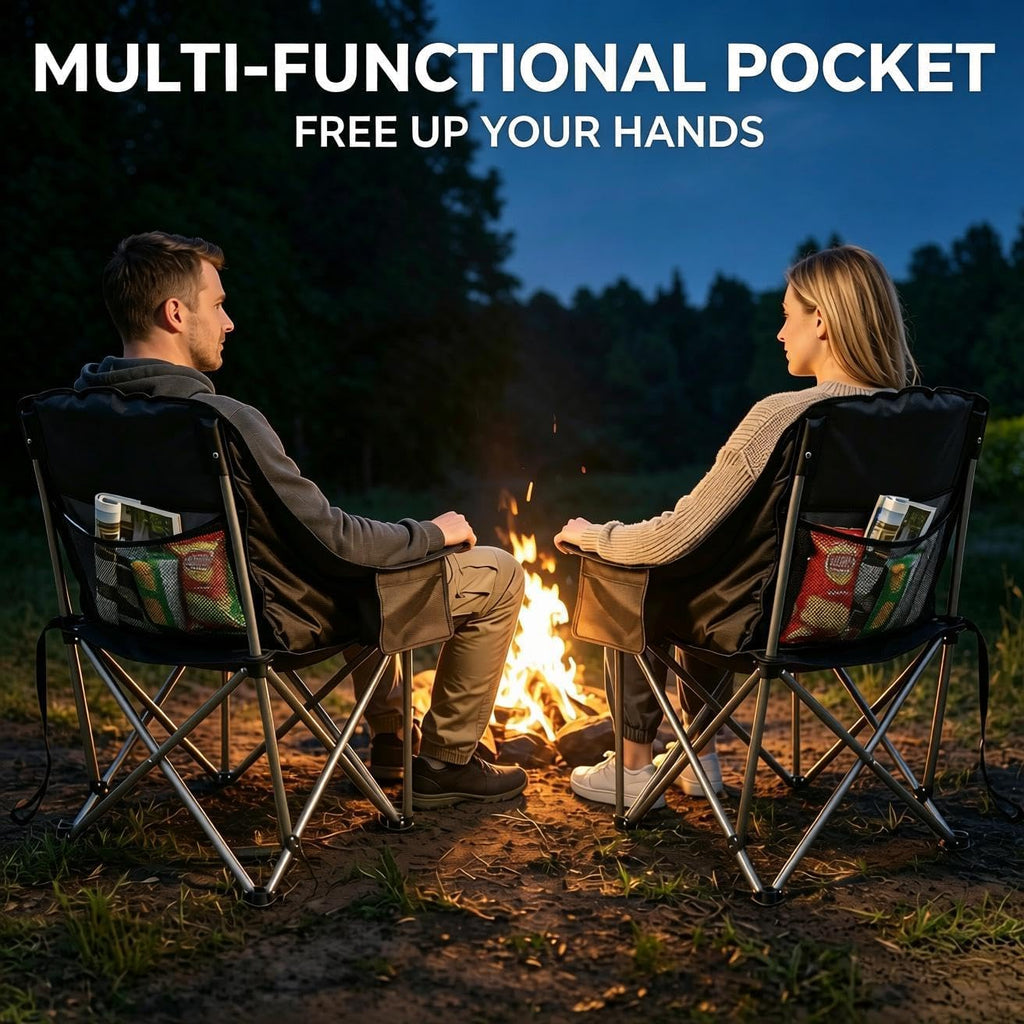 2 Pack Oversized Camping Chair Heavy Duty Padded Lawn chair Support 500 lbs