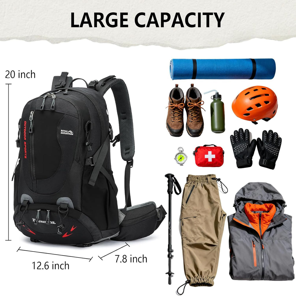 35L Lightweight Hiking Backpack for Women Men Waterproof Camping Backpack