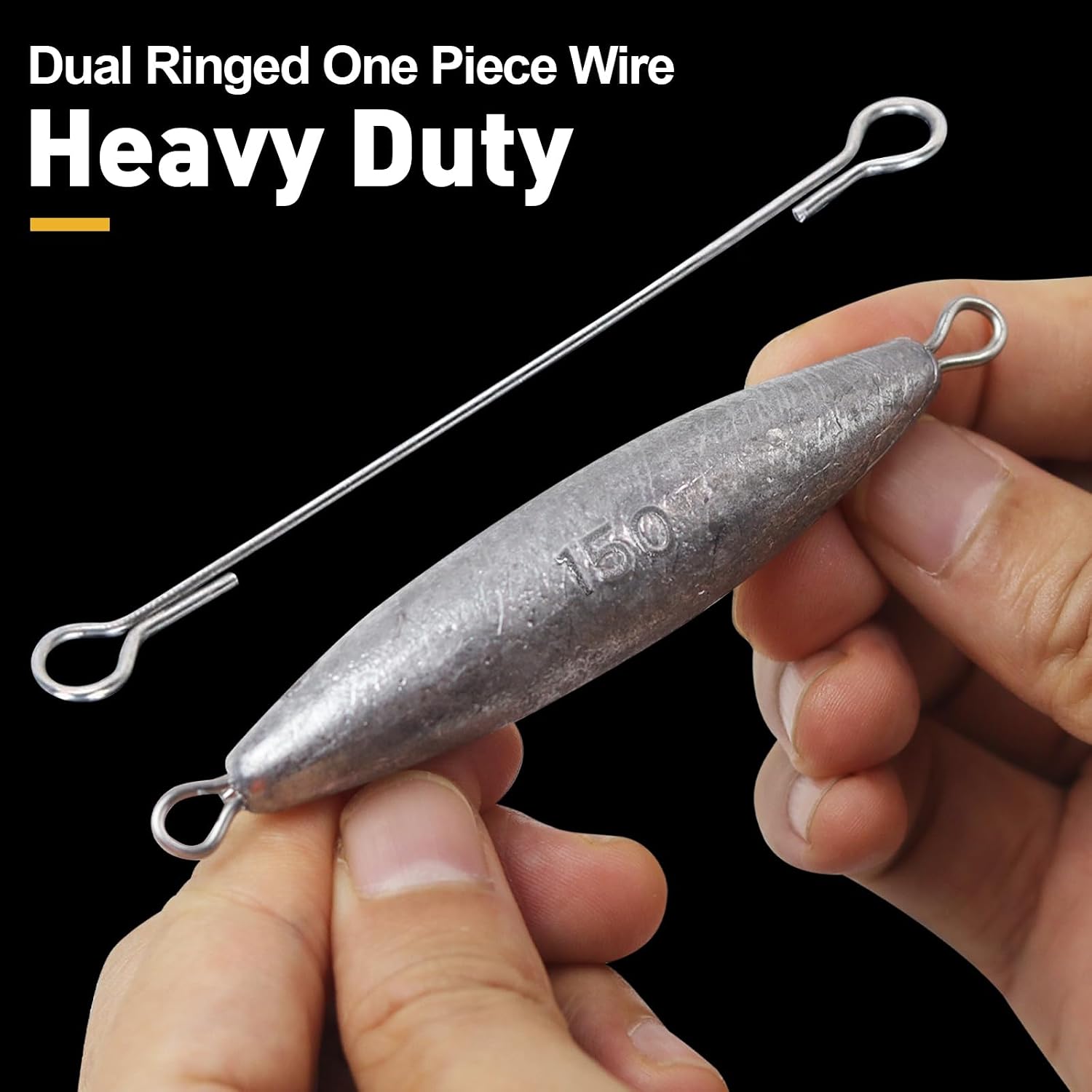 Through Wire Inline Torpedo Sinkers, Lead Double Ringed One Piece Wire Saltwater Fishing Torpedo Weights for Bottom Surf Fishing 1oz, 2oz, 3oz, 4oz, 5oz