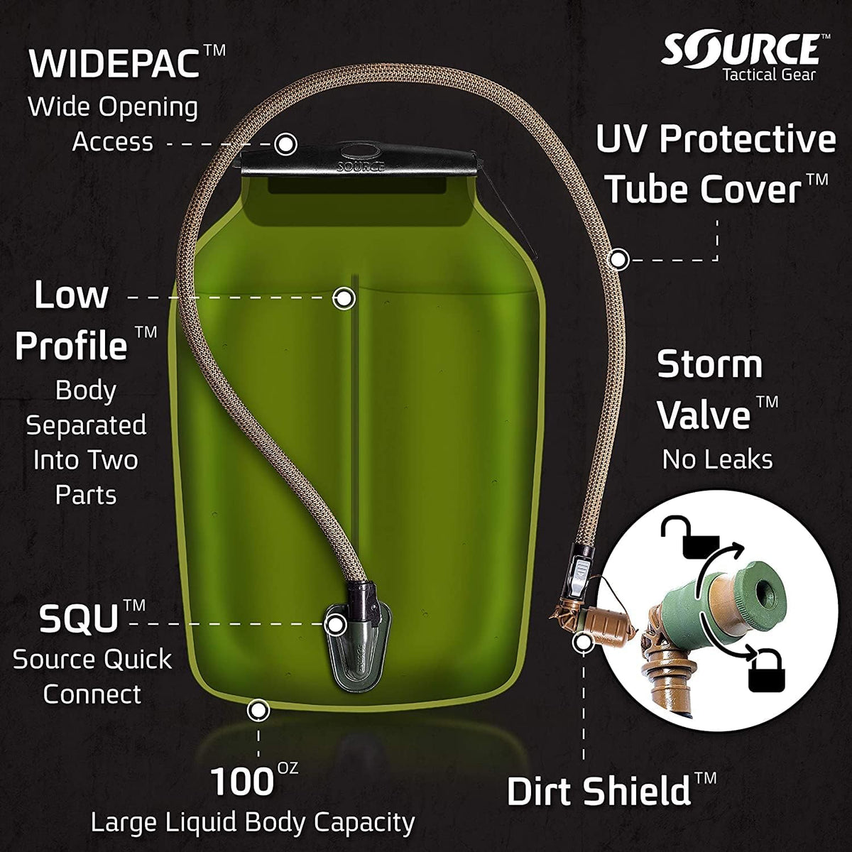 Source Tactical Gear 3L Widepac Low Profile Hydration Reservoir