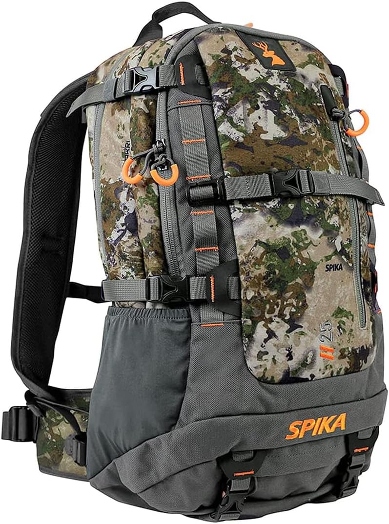 SPIKA Camo and Green Hunting Backpack Tactical Military Bags Waterproof Daypack for 25L Capacity Removable Hip Belt
