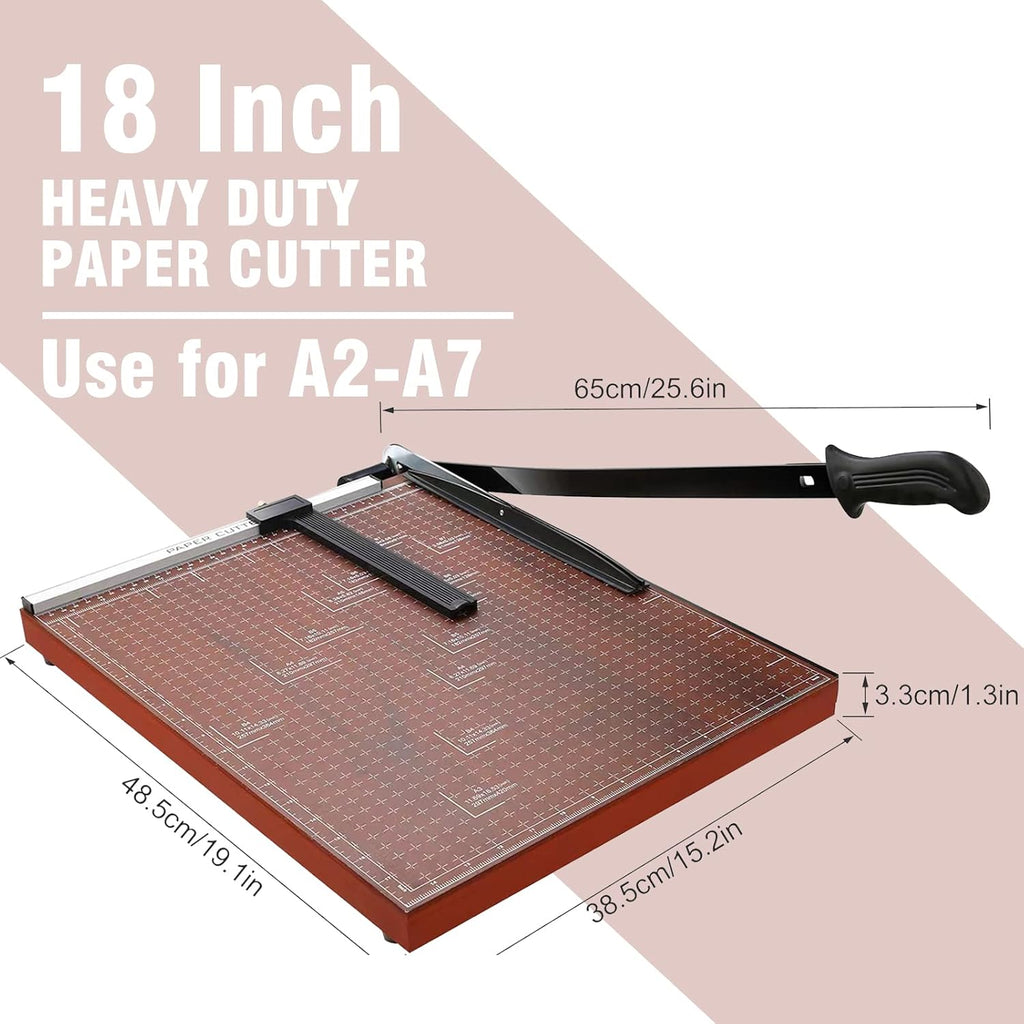 18" Guillotine Paper Cutter, 12-Sheet Precision Trimmer with Safety Lock
