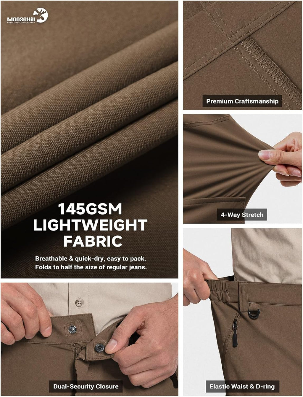 Moosehill Men's Hiking Pants: Lightweight & Stretch
