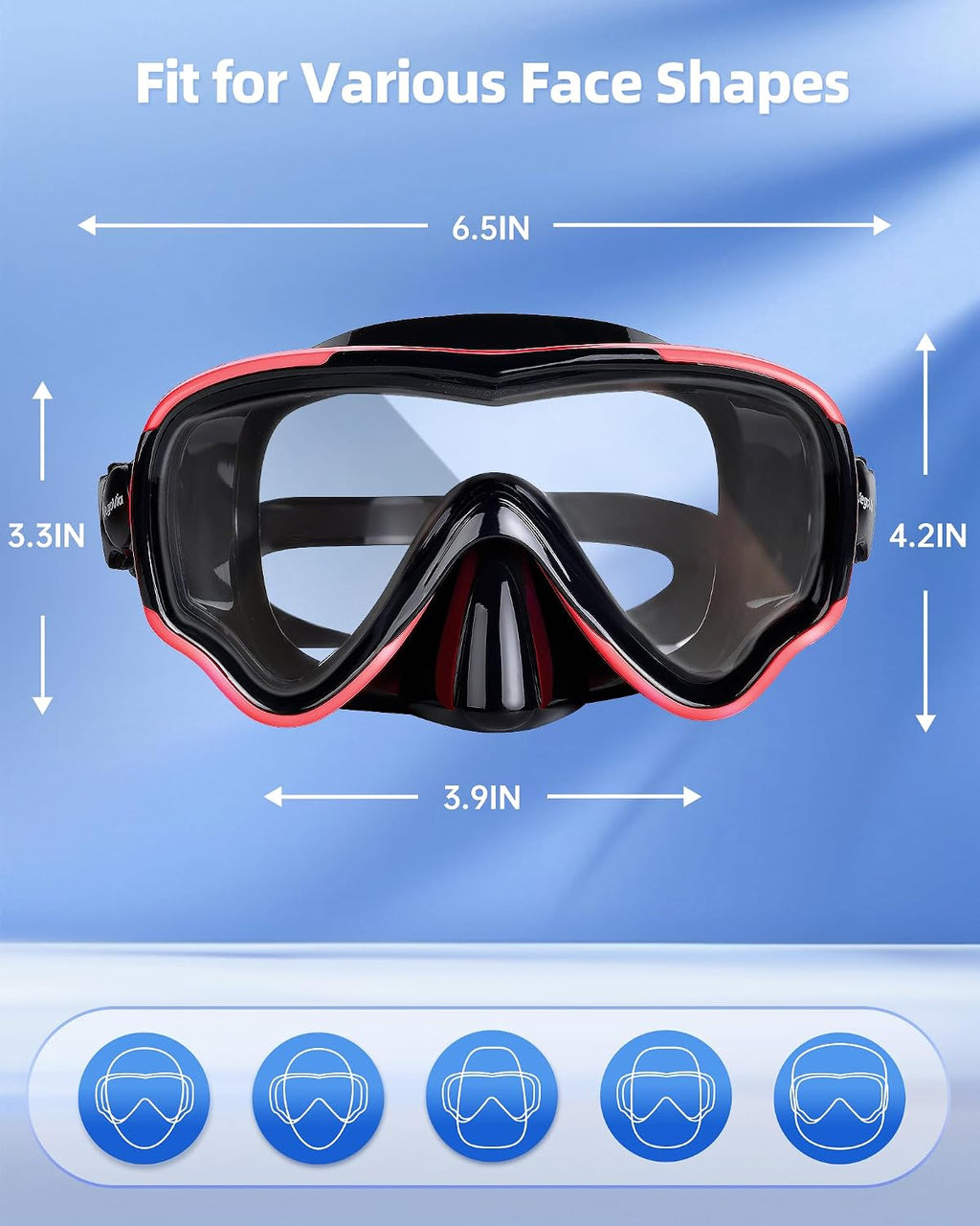 VegoVia Adult Swim Goggles with Nose Cover HD Glasses Wide View