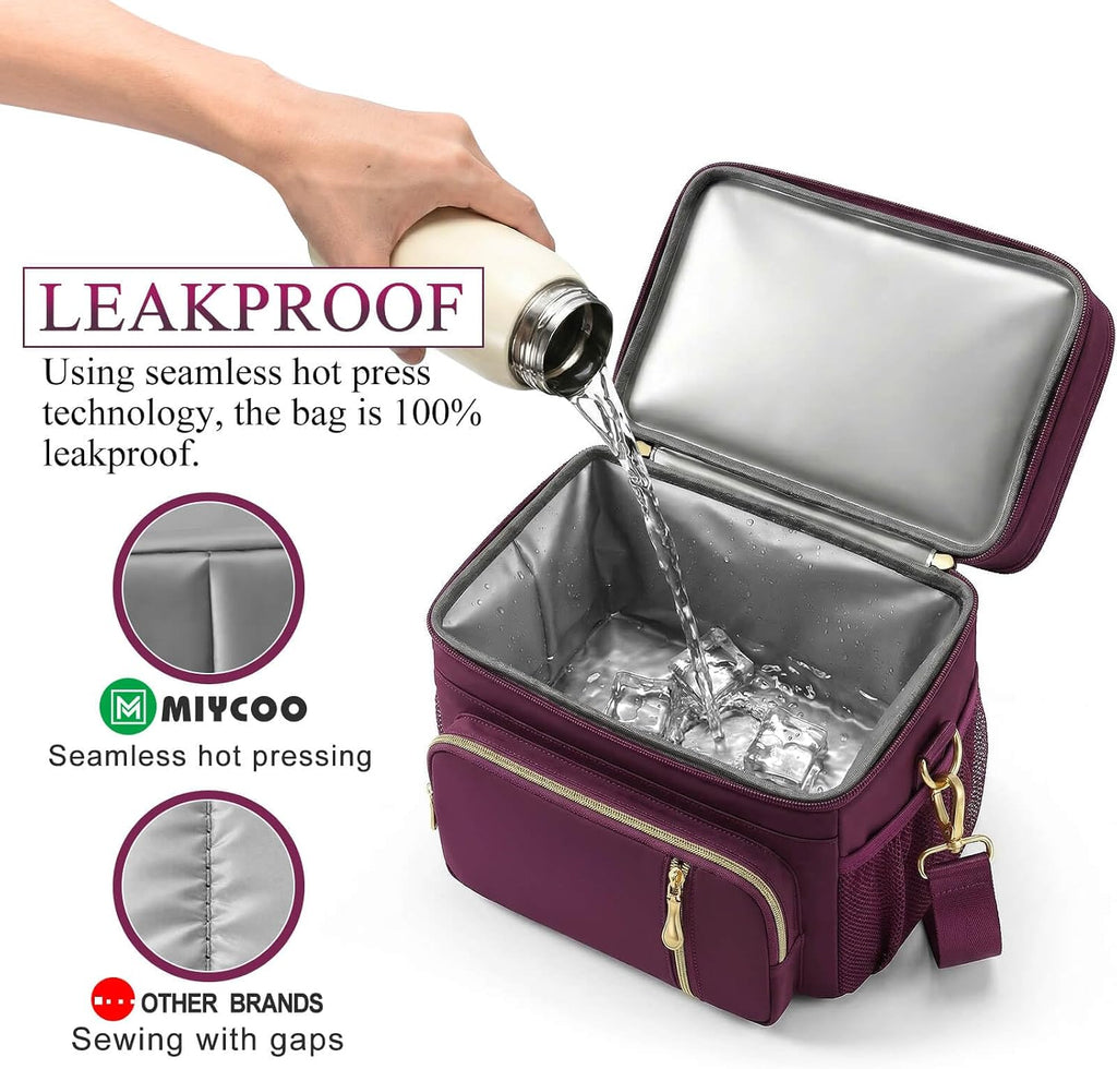 MIYCOO Lunch Bag for Women & Men, Expandable Double Deck Lunch Box, 15L
