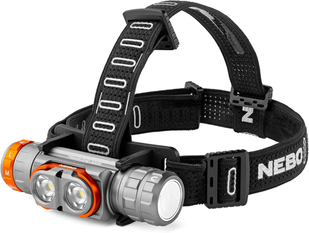 NEBO Transcend 3K Headlamp | 3000 Lumen, 5 Light Modes, USB-C Rechargeable, Waterproof, Magnetic, Detachable Light, Hat Clips, and Hard Hat Compatible, Outdoor, Mechanic, Construction Work