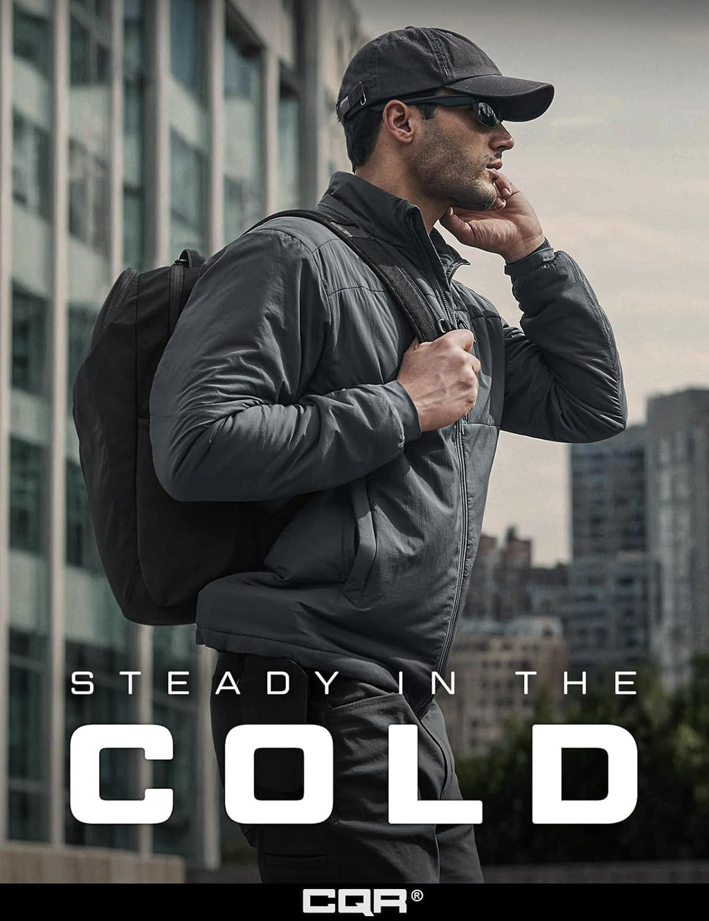 CQR Men's Lightweight Warm Insulated Jacket, Windproof Water Resistant Winter Active Coat for Hiking Work Outdoor Tactical