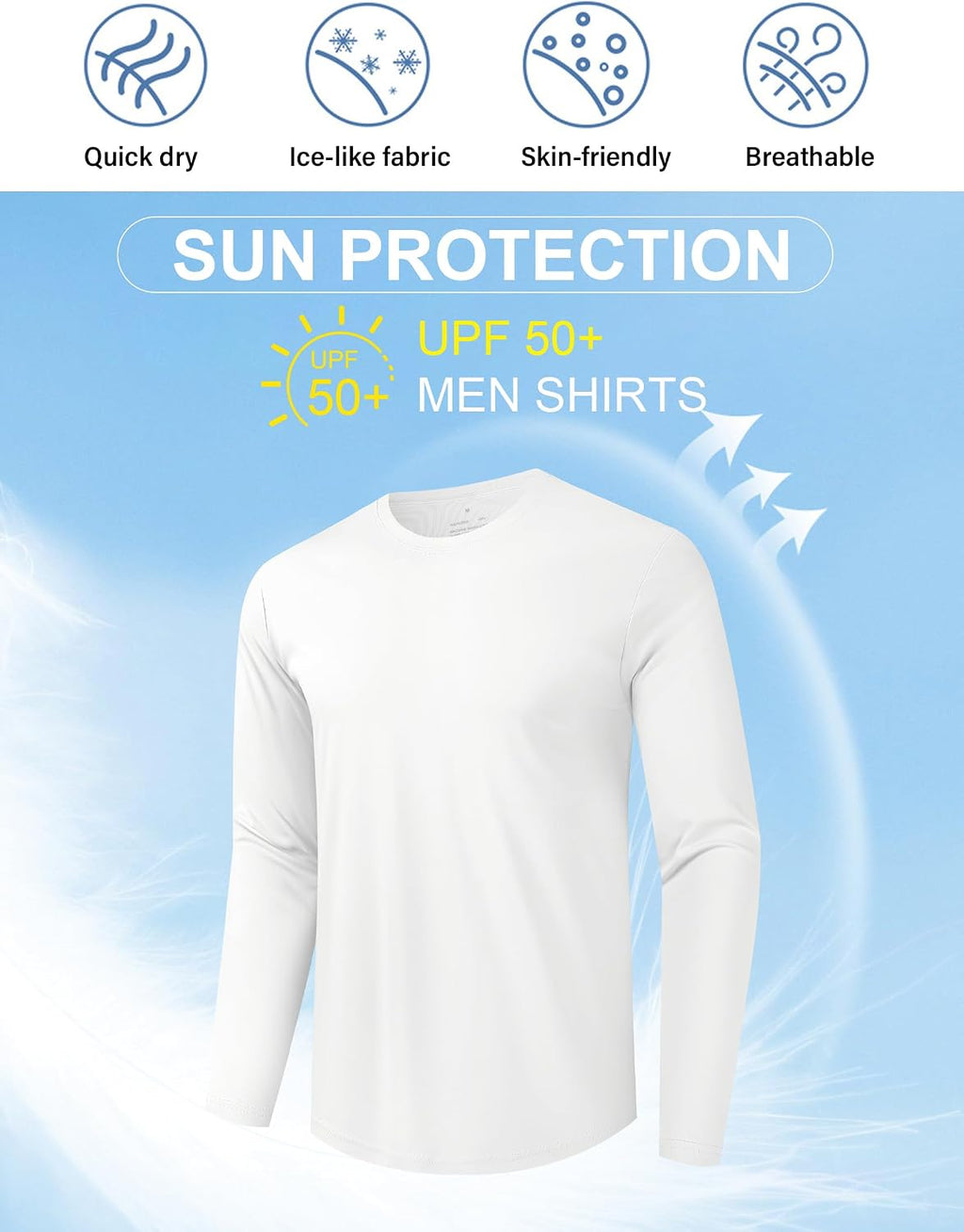 OYGSieg 6/7 Pack Men's Quick Dry Long Sleeve UPF50+ Sun Shirts