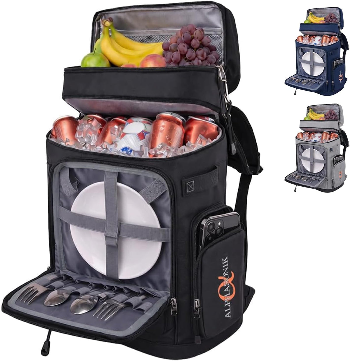 Alphasonik Cooler Backpack 48 Cans Insulated Backpack Cooler for Men & Women, 2 Leak Proof Compartments Coolers Bag for Beach Travel Picnic Hiking BBQ Fishing Outdoor Camping