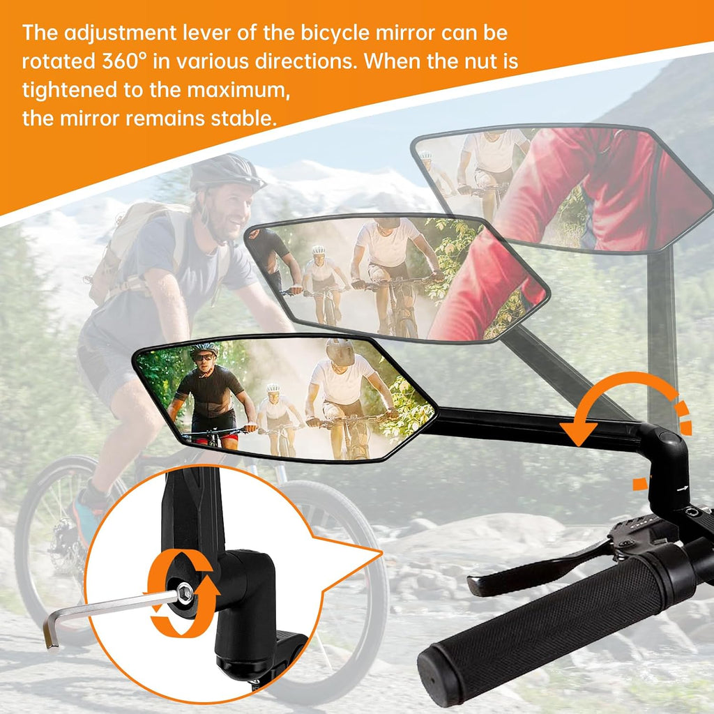 Foldable Bike Mirror 360° Rotatable Adjustable Left