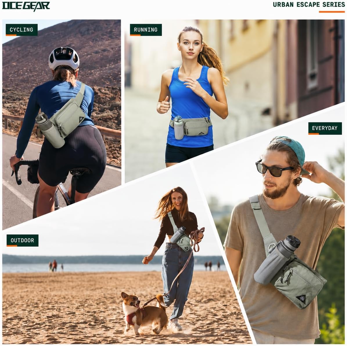 Fanny Pack with Water Bottle Holder for Men Women Waist Bag Running Waist Pack Waterproof for Outdoor Travel Cycling Climbing Walking Fit All Phones (Bottle Not Included) (Mint Green)