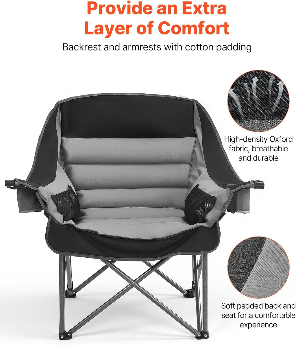 VEVOR Oversized Camping Chairs, Heavy Duty Portable Folding Camp Chairs