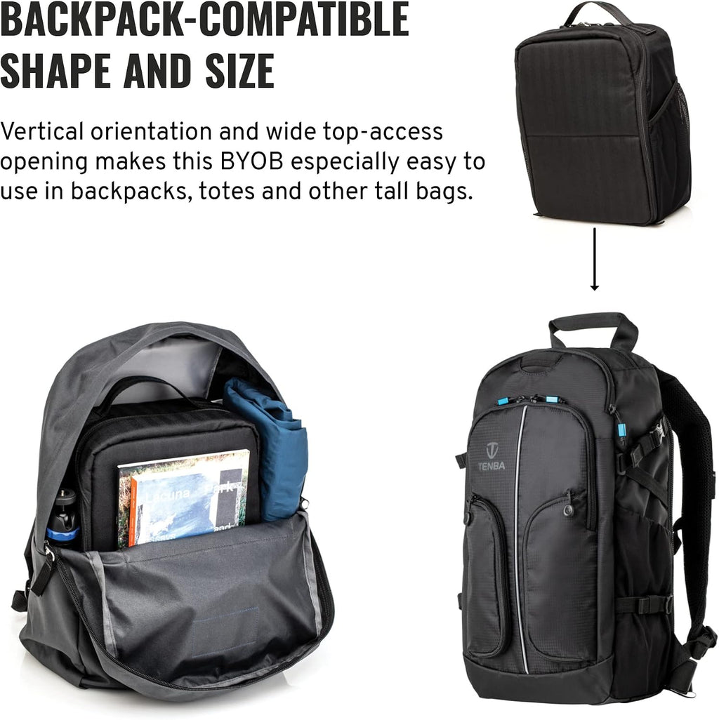 Tenba BYOB 10 DSLR Backpack Insert - Turns any bag into a camera bag for DSLR and Mirrorless cameras and lenses – Black (636-624)
