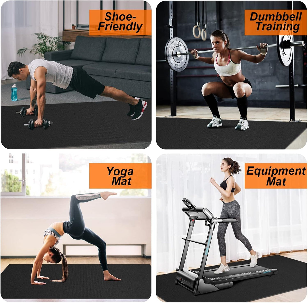 Large Exercise Mat 8'x5'|12'x6'|10'x6'|6'x4'|6'x2' Workout Mat for Home Gym Mats Exercise Heavy Duty Gym Flooring Fitness Mat Large Yoga Mat Cardio Mat for Weightlifting, Jump Rope, MMA, Shoe-Friendly