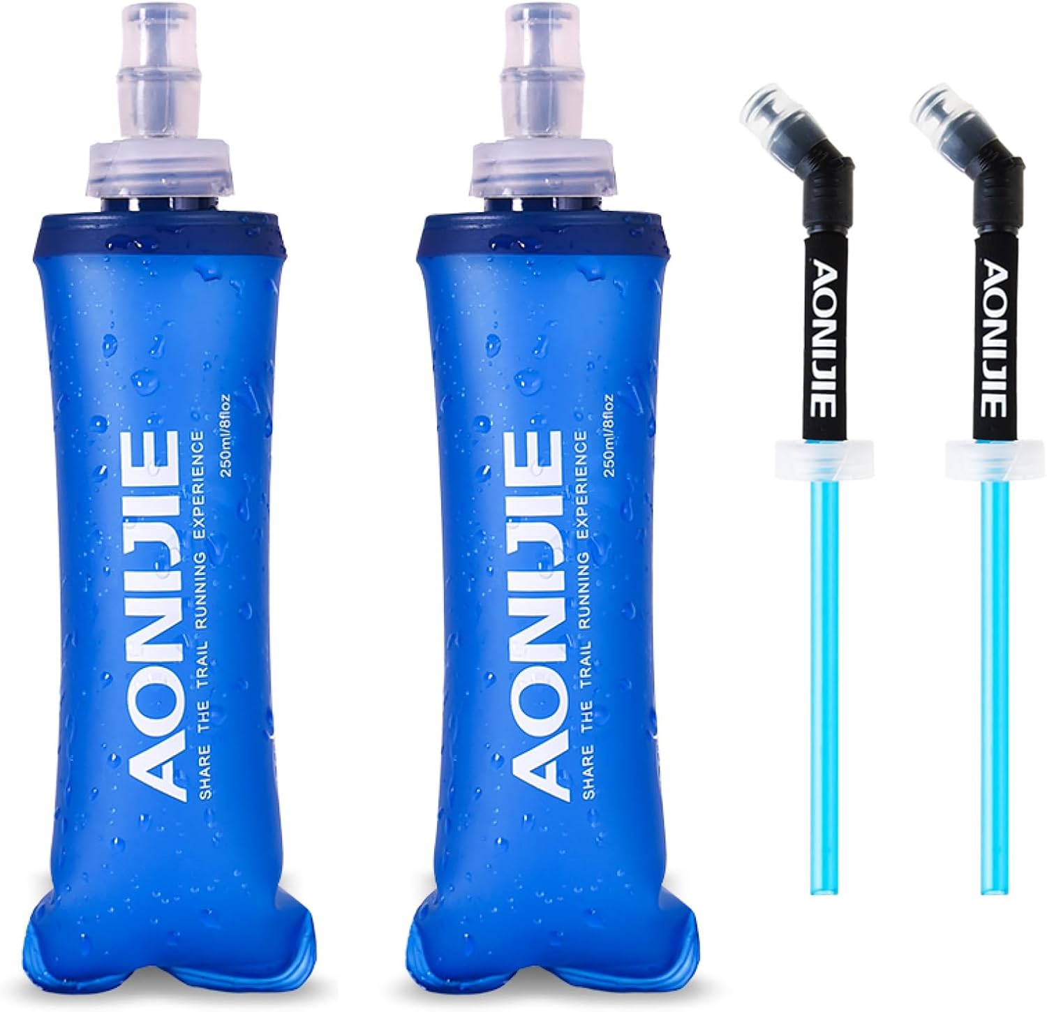 TRIWONDER Soft Flask Collapsible Water Bottles Running Bottle BPA-Free Foldable Handheld Runner Water Flask for Hydration Pack Marathon Hiking Cycling Climbing Travel (01# 500ml - Pack of 2)