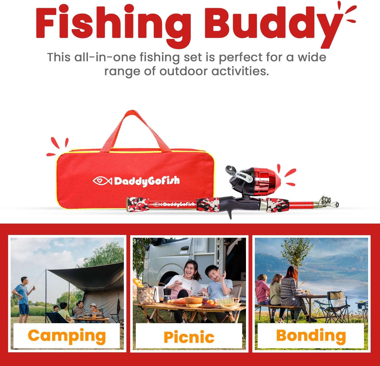 Kids Fishing Pole for Boys, Girls & Youth Age, Toddler Fishing Pole Set Kit