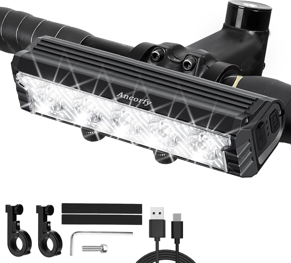 Super Bright LED Bike Light, USB Rechargeable Bicycle Headlight, Waterproof Bike Headlight, 5 Modes 2500 Lumen Bicycle Headlight, MTB Off-Road Cycling Commuting