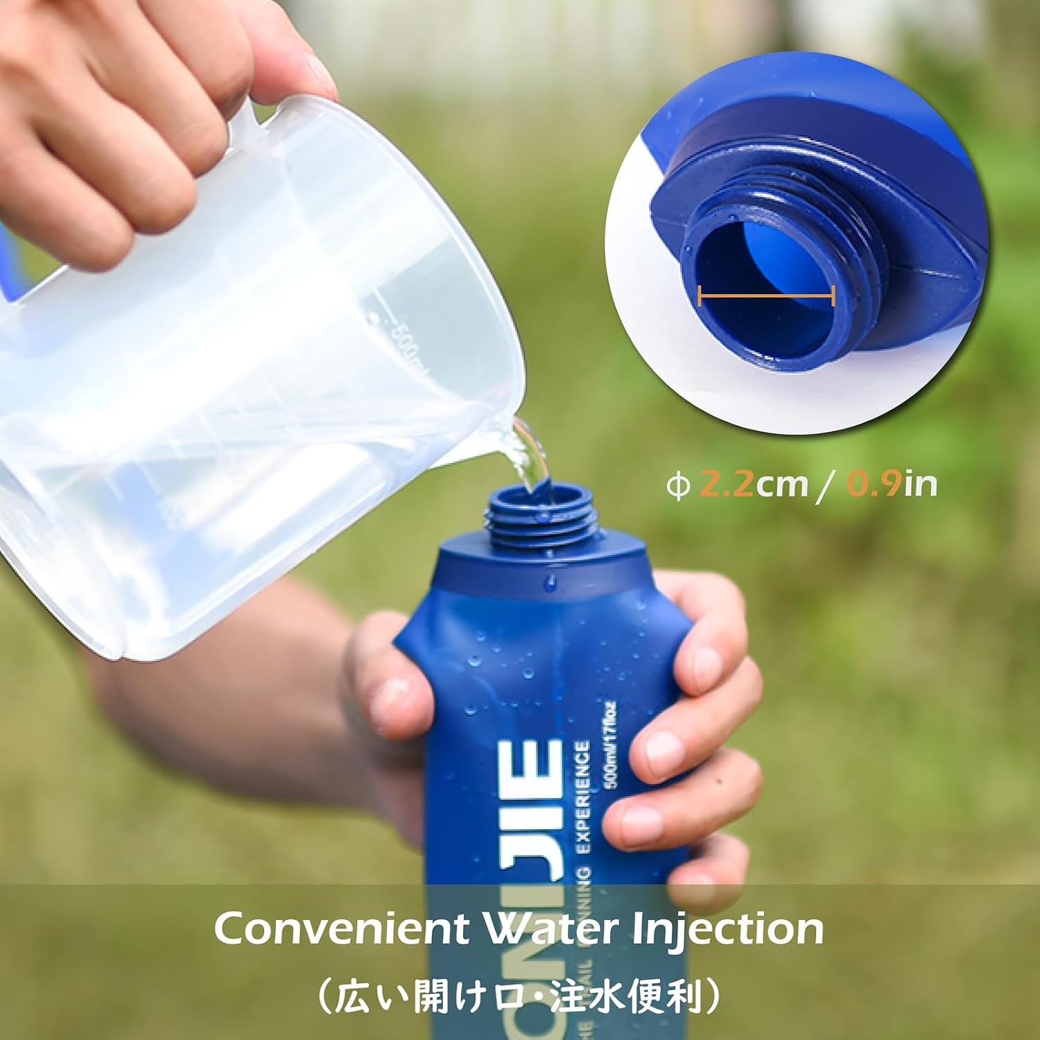TRIWONDER Collapsible Water Bottles TPU Soft Flask Running Bottles BPA-Free Sports Flasks for Hiking Climbing Camping (500ml/16.91oz with Straws - Pack of 2)