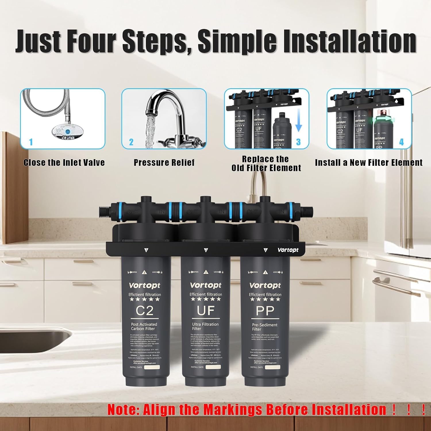 Vortopt F02-C2/UF/PP Under-Sink & Countertop Filtration, NSF Certificated
