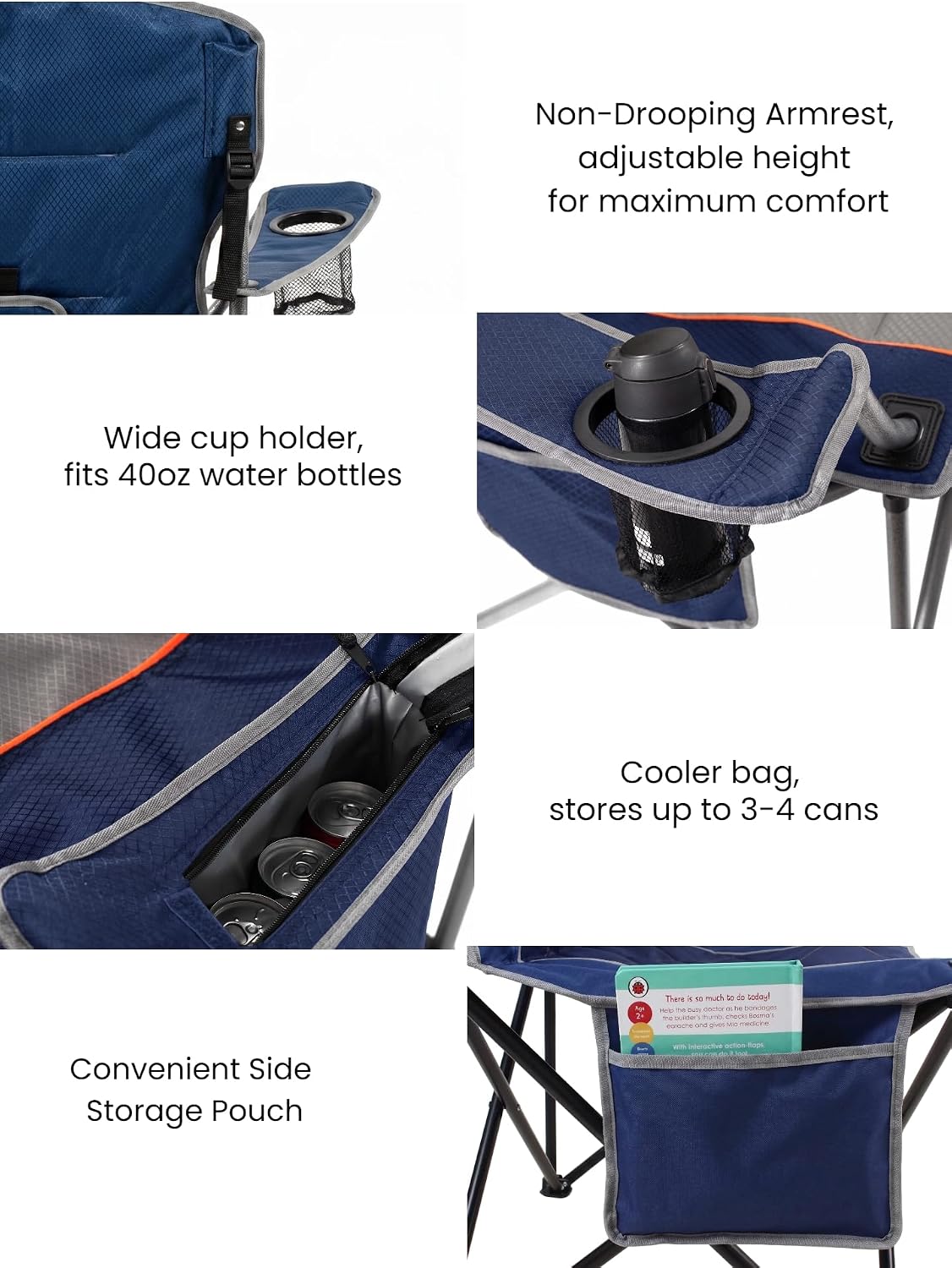 FAIR WIND 2-Pack Padded Oversized Camping Chair Heavy Duty for Adults