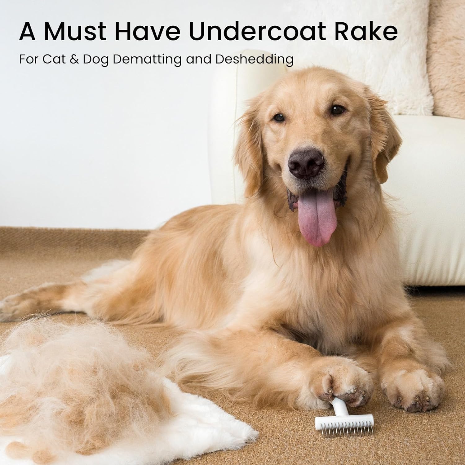aumuca Dog & Cat Deshedding Brush – Pet Grooming Brush & Undercoat Rake for Long or Short Hair – Dematting Comb for Dogs, Cats, Matted Fur, Kitten, Puppy, Rabbit, Horse