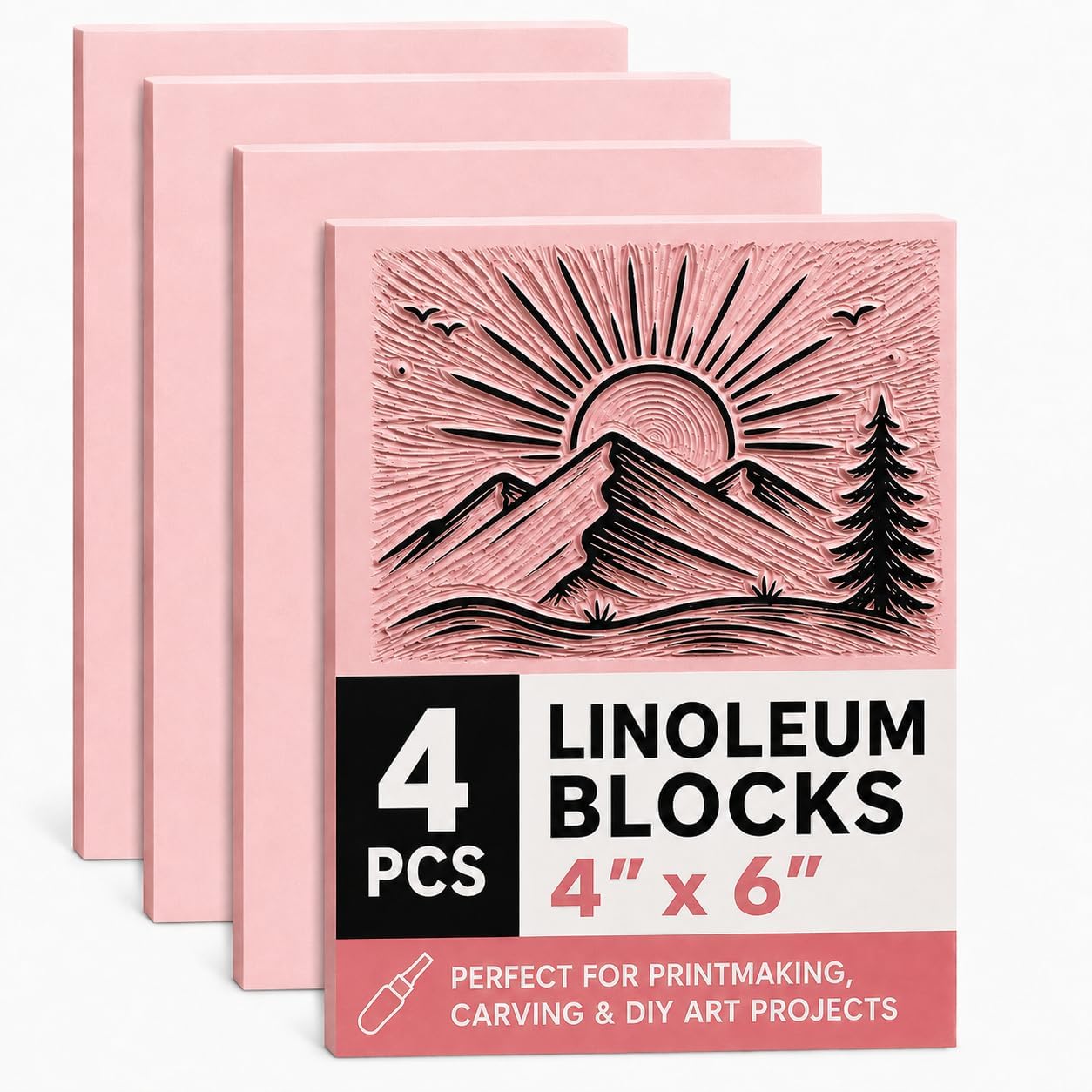 Bobblebro Linocut Kit for Printmaking, Stamp Making Kit with Carving Tools