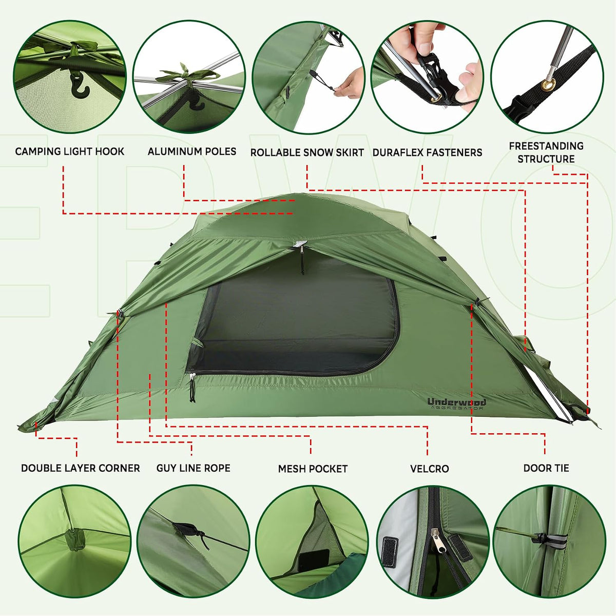 1/2 Person 4 Season Backpacking Tent, Lightweight Waterproof Winter Tent