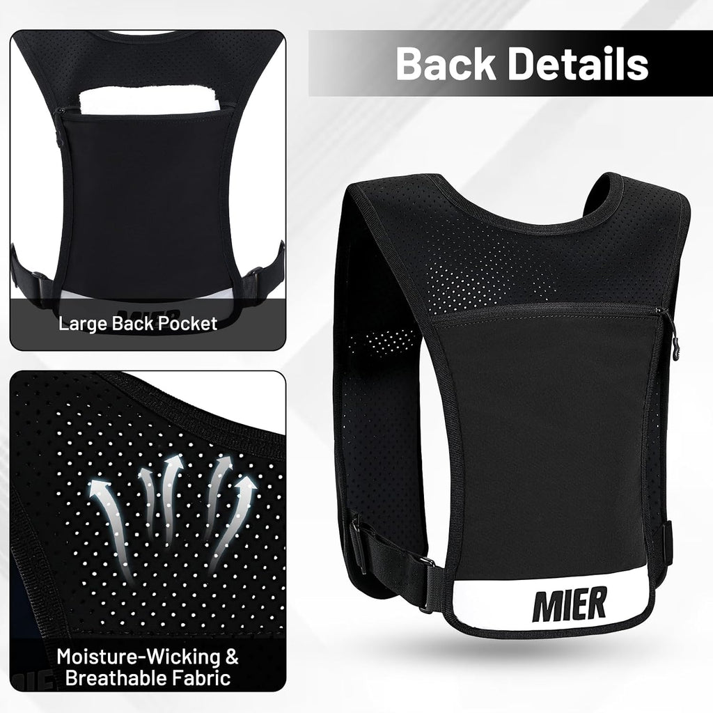 MIER Reflective Running Vest for Men Women with 500ml Soft Hydration Flask